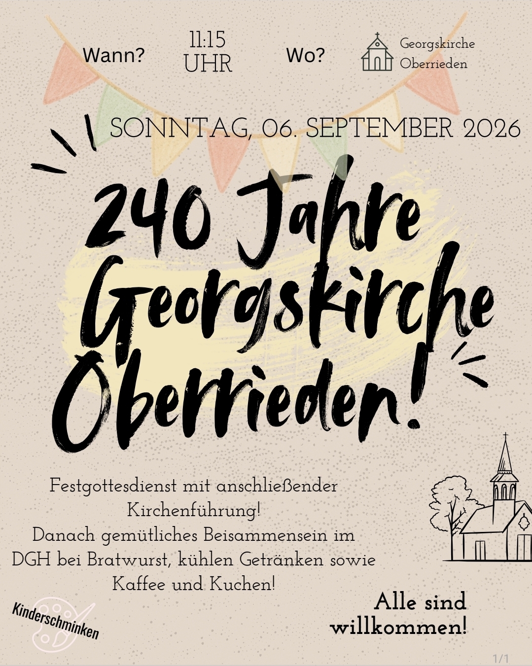 Mehr über den Artikel erfahren 240 Jahre Kirche mit Gottesdienst und Gemeindefest